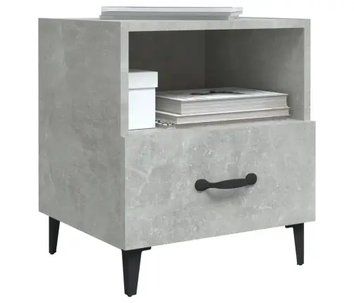 Naktinės Spintelės, 2Vnt., Betono Pilkos, Apdirbta Mediena