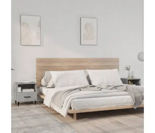 Naktinės Spintelės, 2Vnt., Betono Pilkos, Apdirbta Mediena