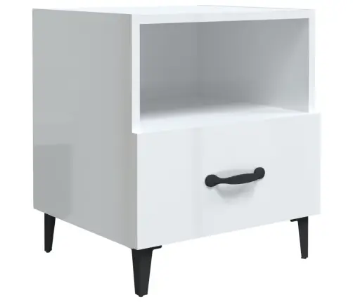 Naktsskapīši, 2 Gab., Spīdīgi Balti, Inženierijas Koks Vidaxl