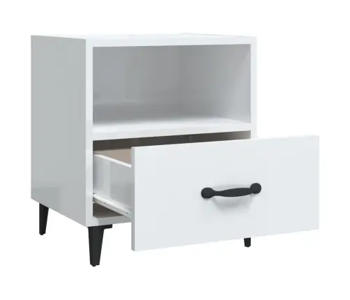 Naktsskapīši, 2 Gab., Spīdīgi Balti, Inženierijas Koks Vidaxl