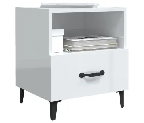 Naktsskapīši, 2 Gab., Spīdīgi Balti, Inženierijas Koks Vidaxl