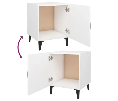 Naktsskapīši, 2 Gab., Balti, Inženierijas Koks Vidaxl