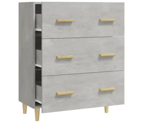 Kumode, Betona Pelēka, 70X34X90 Cm, Inženierijas Koks Vidaxl