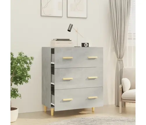 Kumode, Betona Pelēka, 70X34X90 Cm, Inženierijas Koks Vidaxl