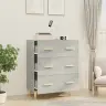 Kumode, Betona Pelēka, 70X34X90 Cm, Inženierijas Koks Vidaxl