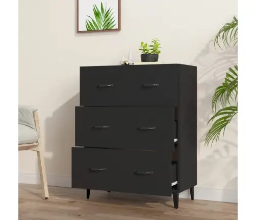 Šoninė Spintelė, Juodos Spalvos, 69,5X34X90cm Apdirbta Mediena