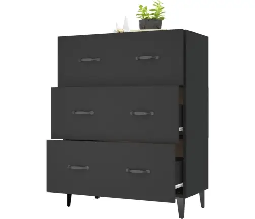 Šoninė Spintelė, Juodos Spalvos, 69,5X34X90cm Apdirbta Mediena