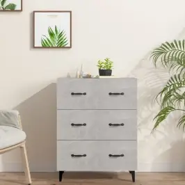 Kumode, Betona Pelēka, 69,5X34X90 Cm, Inženierijas Koks Vidaxl