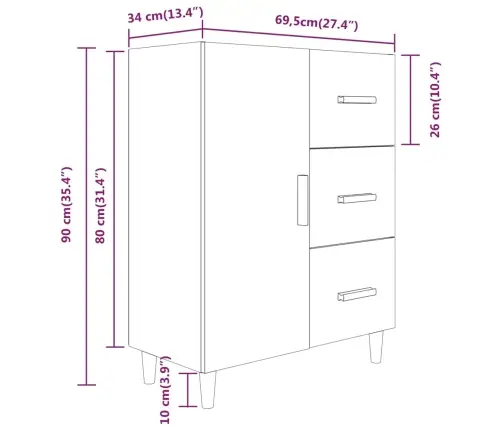 Kumode, Ozolkoka Krāsa, 69,5X34X90 Cm, Inženierijas Koks Vidaxl Kumode, Ozolkoka Krāsa, 69,5X34X90 Cm, Inženierijas Koks Vidaxl