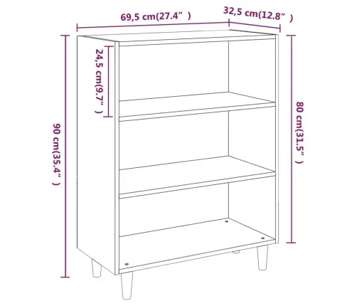 Puhvetkapp, Valge, 69,5 X 32,5 X 90 cm Tehispuit