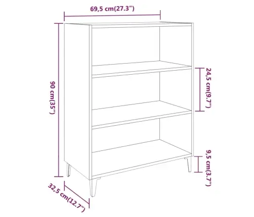 Kumode, Ozolkoka Krāsa, 69,5X32,5X90 Cm, Inženierijas Koks Vidaxl