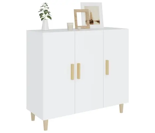 Kumode, Balta, 90X34X80 Cm, Inženierijas Koks Vidaxl