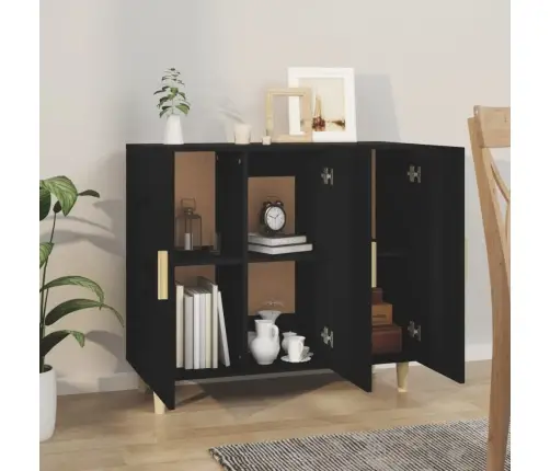 Kumode, Melns, 90X34X80 Cm, Inženierijas Koks Vidaxl