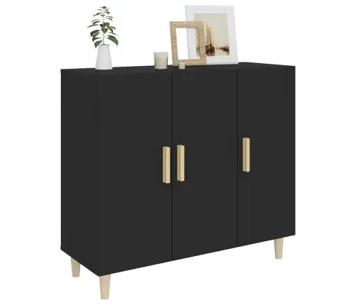 Kumode, Melns, 90X34X80 Cm, Inženierijas Koks Vidaxl