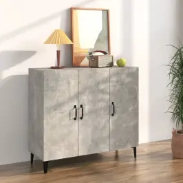 Kumode, Betona Pelēka, 90X34X80 Cm, Inženierijas Koks Vidaxl