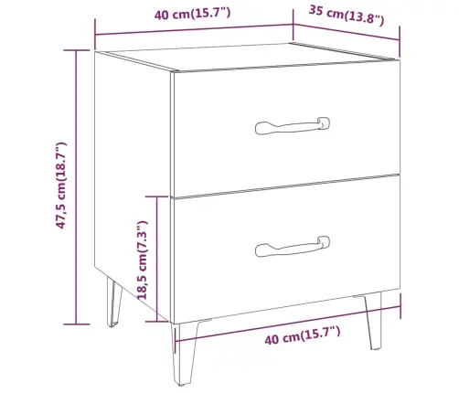 Naktsskapīši, 2 Gab., Ozolkoka Krāsa, 40X35X47,5 Cm Vidaxl Naktsskapīši, 2 Gab., Ozolkoka Krāsa, 40X35X47,5 Cm Vidaxl
