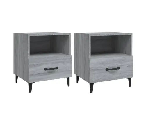 Naktsskapīši, 2 Gab., Pelēka Ozolkoka Krāsa, Inženierijas Koks Vidaxl