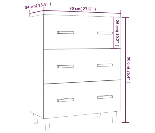 Kumode, Brūna Ozola, 70X34X90 Cm, Inženierijas Koks Vidaxl