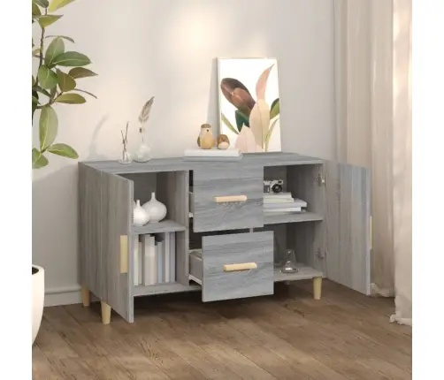 Kumode, Pelēka Ozolkoka Krāsa, 100X36X60 Cm, Inženierijas Koks Vidaxl