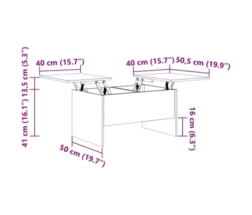 Kafijas Galdiņš, Ozolkoka, 80X50X42,5 Cm, Inženierijas Koks Vidaxl