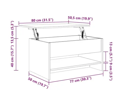 Kafijas Galdiņš, Ozola Krāsa, 80X50X40 Cm, Inženierijas Koks Vidaxl