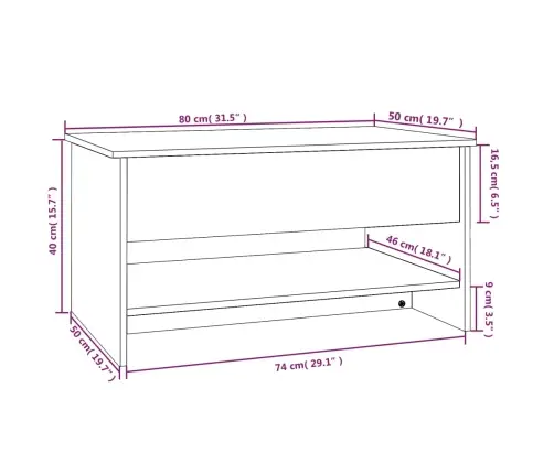 Kohvilaud, Hall Sonoma Tamm, 80X50X40 cm Tehispuit