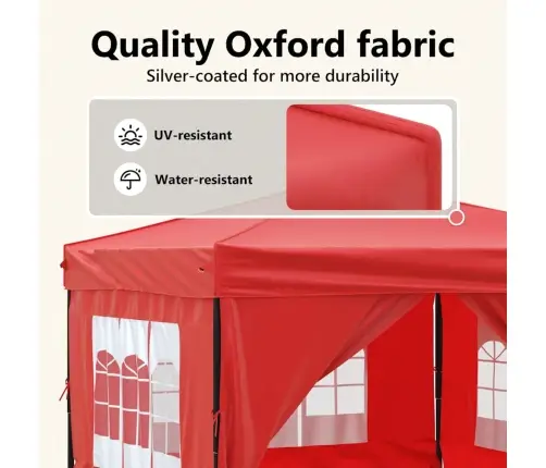 Svinību Nojume Ar Sienām, Saliekama, Sarkana, 3X3 M Vidaxl