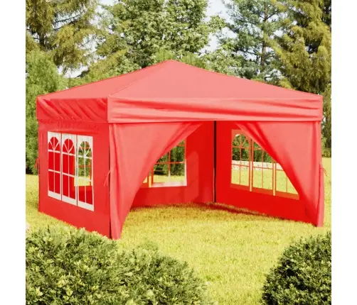 Svinību Nojume Ar Sienām, Saliekama, Sarkana, 3X3 M Vidaxl