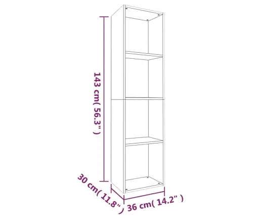 Grāmatu Plaukts/Tv Plaukts, Pelēka Ozolkoka Krāsa, 36X30X143 Cm Vidaxl