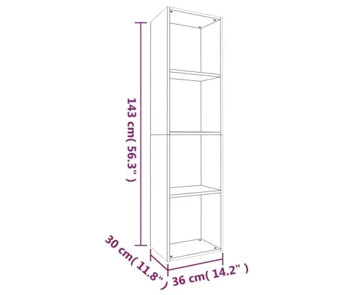 Grāmatu Plaukts/Tv Plaukts, Ozolkoka Krāsa, 36X30X143 Cm Vidaxl