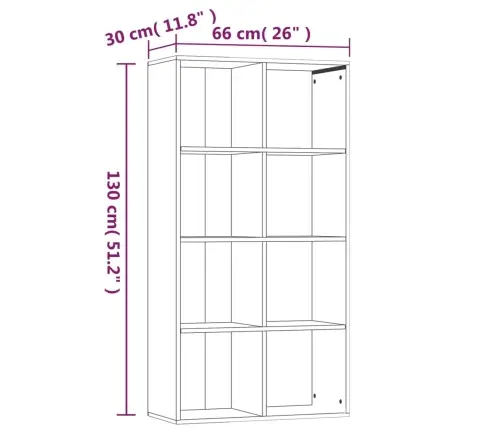 Grāmatu Plaukts, Ozola Krāsa, 66X30X130 Cm, Inženierijas Koks Vidaxl