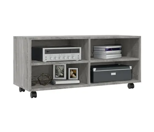 Tv Galds Ar Ritenīšiem, Pelēks, 90X35X35 Cm, Inženierijas Koks Vidaxl