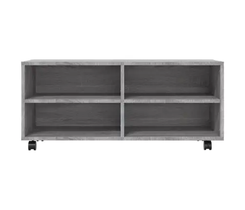 Tv Galds Ar Ritenīšiem, Pelēks, 90X35X35 Cm, Inženierijas Koks Vidaxl