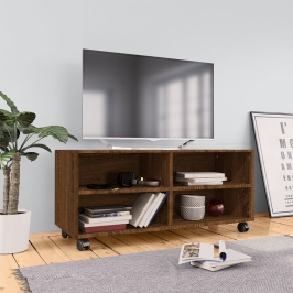 Tv Skapītis Ar Ritenīšiem, Ozola, 90X35X35Cm, Inženierijas Koks Vidaxl