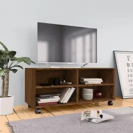 Tv Skapītis Ar Ritenīšiem, Ozola, 90X35X35Cm, Inženierijas Koks Vidaxl