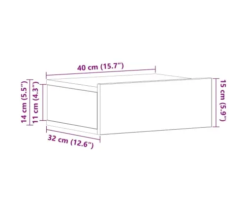 Naktsgaldiņš, Stiprināms Pie Sienas, Pelēka Ozola, 40X30X15 Cm Vidaxl Naktsgaldiņš, Stiprināms Pie Sienas, Pelēka Ozola, 40X30X15 Cm Vidaxl