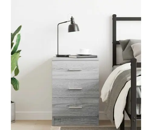 Naktsskapītis, Pelēka Ozolkoka, 38X35X56 Cm, Inženierijas Koks Vidaxl