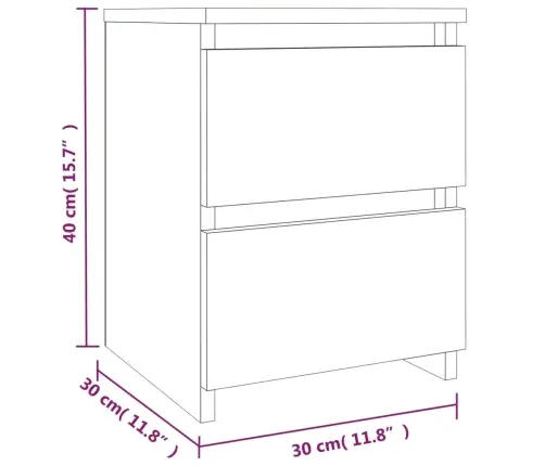 Naktsskapītis, Brūna Ozola, 30X30X40 Cm, Inženierijas Koks Vidaxl