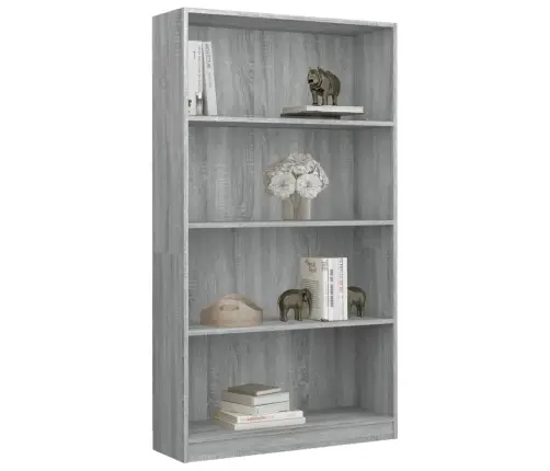 4-Līmeņu Grāmatplaukts, Pelēks, 80X24X142 Cm, Inženierijas Koks Vidaxl