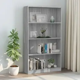 4 Riiuliga Raamaturiiul, Hall Sonoma, 80X24X142 cm Tehispuit