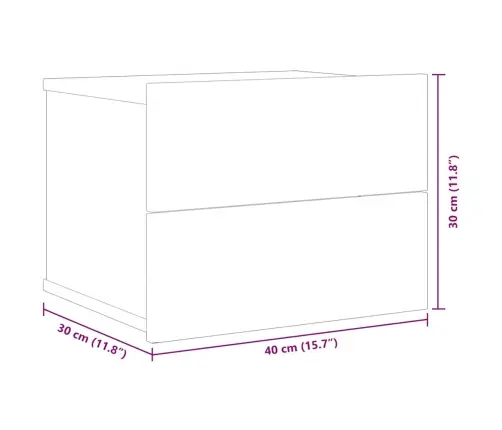 Naktsskapītis, Pelēka Ozolkoka, 40X30X30 Cm, Inženierijas Koks Vidaxl