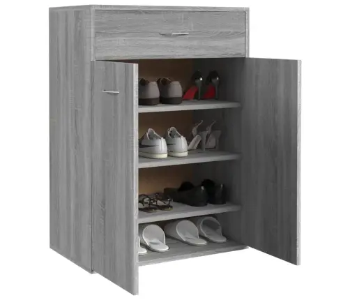 Apavu Plaukts, Pelēka Ozola, 60X35X84 Cm, Inženierijas Koks Vidaxl