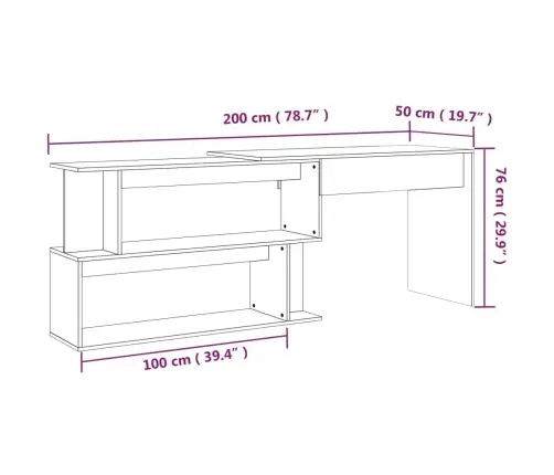 Stūra Rakstāmgalds, Ozola Krāsā, 200X50X76Cm, Inženierijas Koks Vidaxl