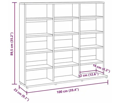 Spintelė Kompaktiniams Diskams, Pilka, 100X23X89,5cm Mediena