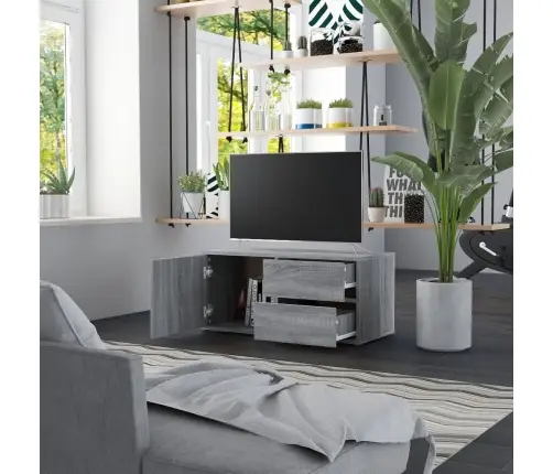 Tv Skapītis, Pelēka Ozolkoka, 80X34X36 Cm, Inženierijas Koks Vidaxl