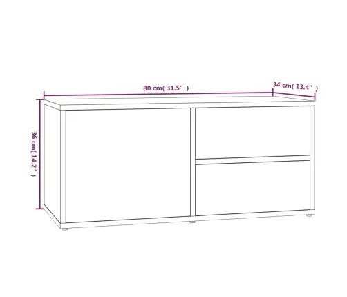 Tv Skapītis, Pelēka Ozolkoka, 80X34X36 Cm, Inženierijas Koks Vidaxl