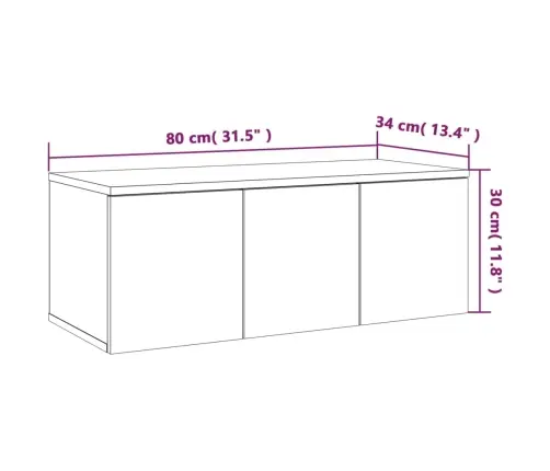 Tv Skapītis, Pelēka Ozolkoka, 80X34X30 Cm, Inženierijas Koks Vidaxl