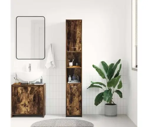 Vannitoakapp, Suitsutatud Tamm, 30 X 30 X 183,5 cm Tehispuit Vannitoakapp, Suitsutatud Tamm, 30 X 30 X 183,5 cm Tehispuit