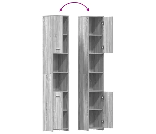 Vonios Spintelė, Pilka Ąžuolo, 30X30X183,5cm Apdirbta Mediena