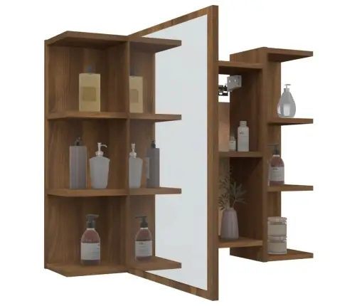 Veidrodinė Vonios Spintelė, Ruda, 80X20,5X64cm Mediena